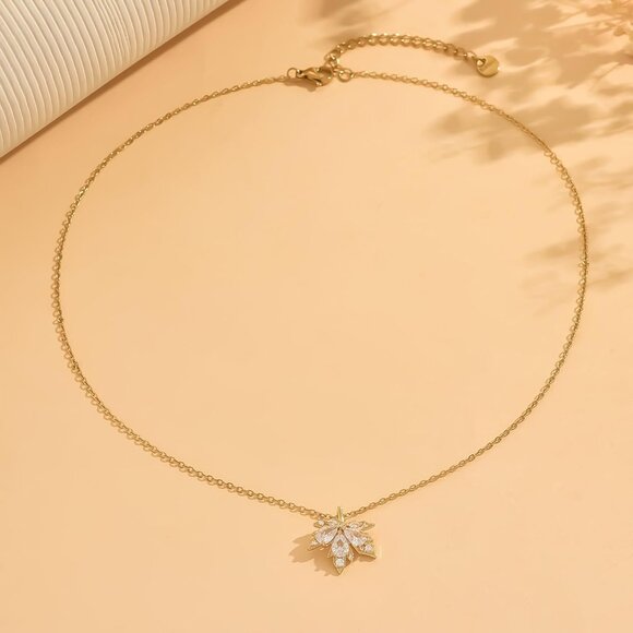 Luxurious Gold Plated Necklace with Whimsical Cubic Zirconia Charms - Gift Boxed - Picture 6 of 7